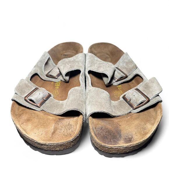Birkenstock Suede Leather Sandals Arizona Style Gray Size 46 M13 Made in Germany - Picture 2 of 7